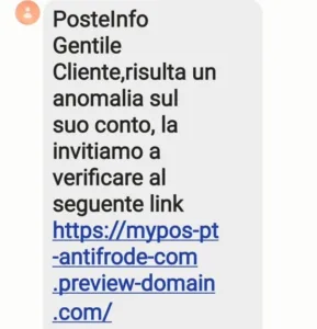 finti sms bancari per anomalie sul conto corrente