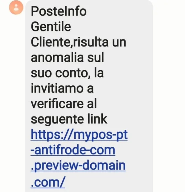 finti sms bancari per anomalie sul conto corrente