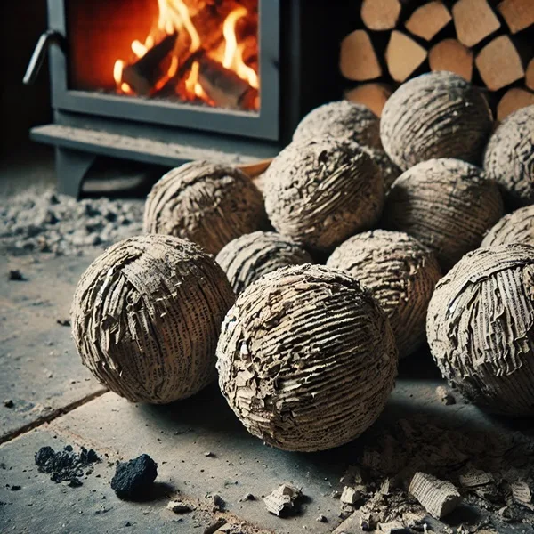 il risparmio dei mattoncini di carta riciclata per camini e stufe